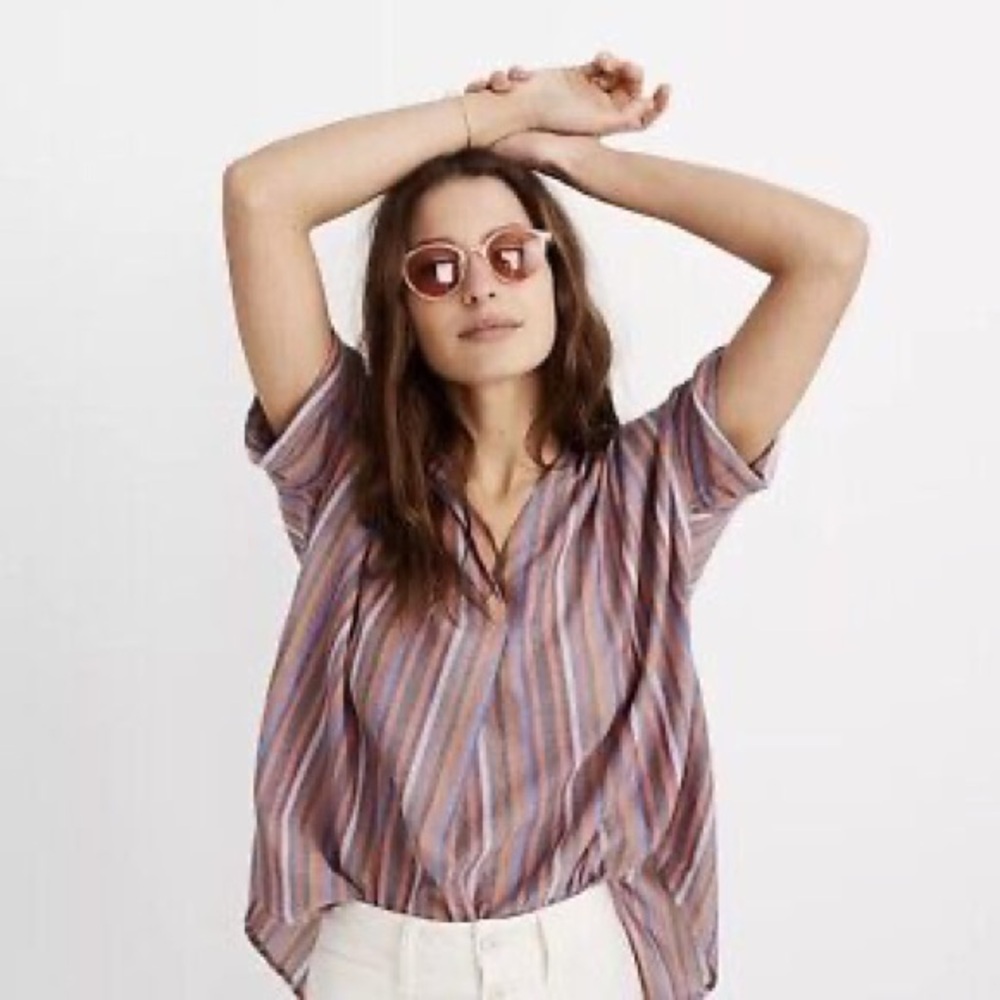 Madewell size small Courier Button-Back Shirt in Rainbow Stripe